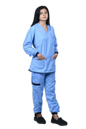 Full sleeves 7 pockets scrub suit with Joggers pant for woman