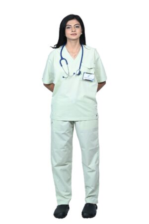 New Gen V neck woman's (Light Sea Green) Scrubs with cap