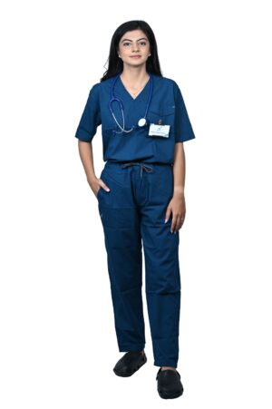 New Gen V neck woman's (Teal Blue) Scrubs with cap