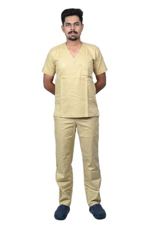 V neck 4 pockets pure cotton Scrub suit for man